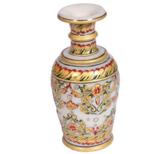 Marble Meenakari Hand Crafted Golden Flower Vase