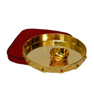 Golden Pooja Thali As German Silver Gift Items